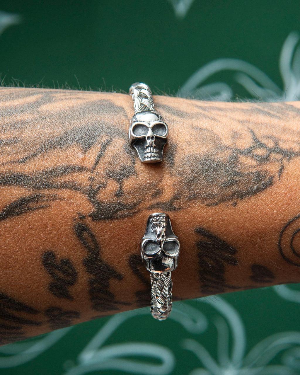 Skull Head Woven Bangle Bracelet