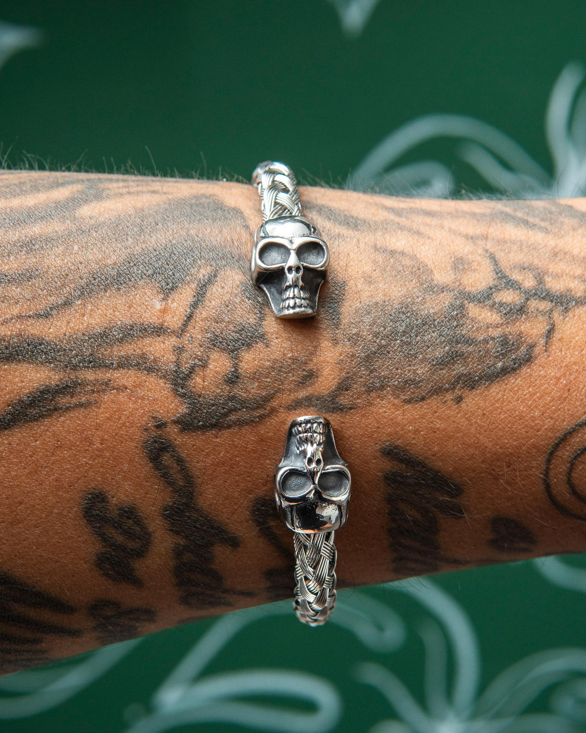 Skull Head Woven Bangle Bracelet