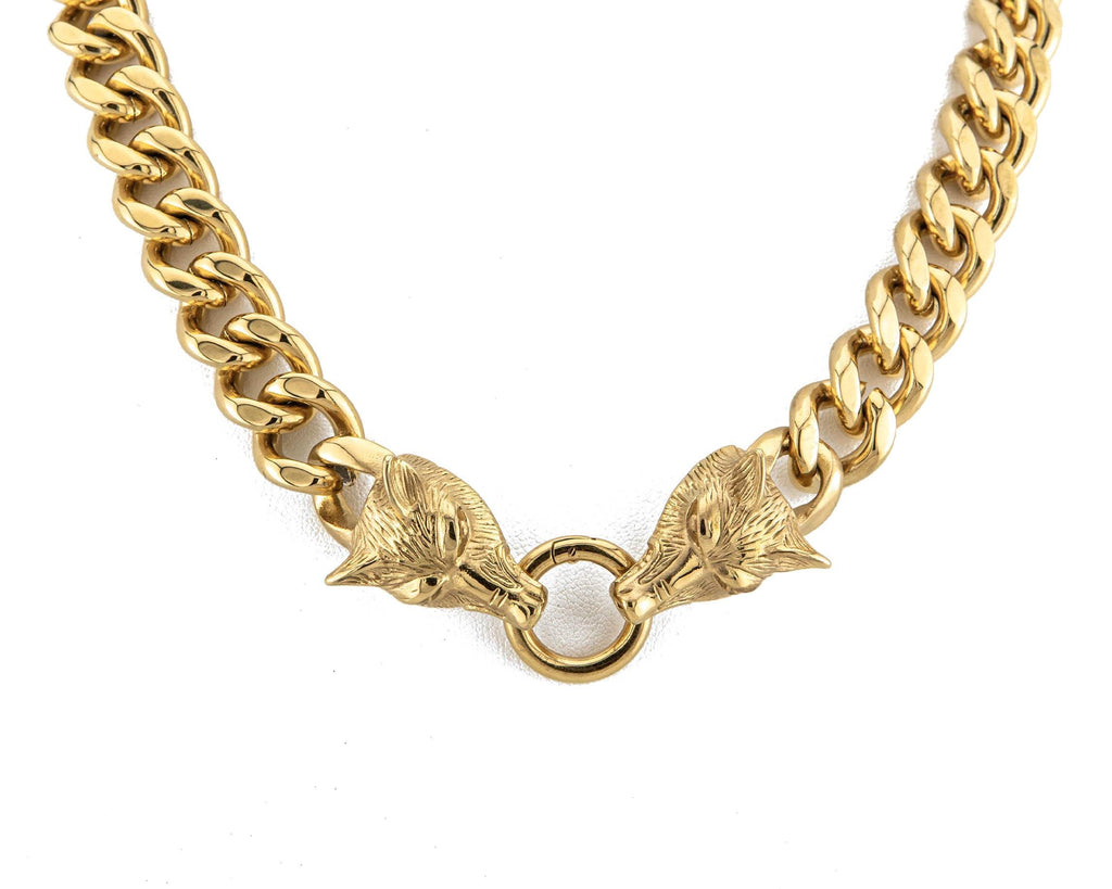 18K Gold Plated Miami Cuban Wolf Head Necklace 20 INCH | 15 MM