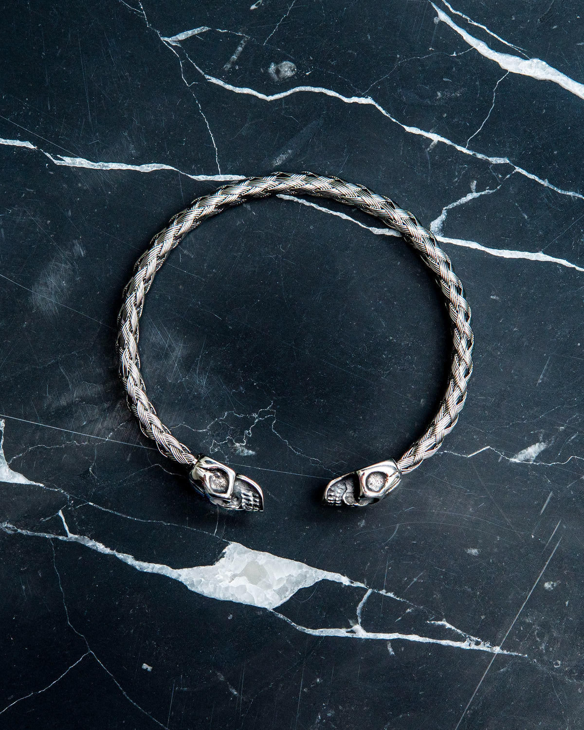 Skull Head Woven Bangle Bracelet