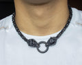 Black Byzantine Wolf Head Clasp Necklace