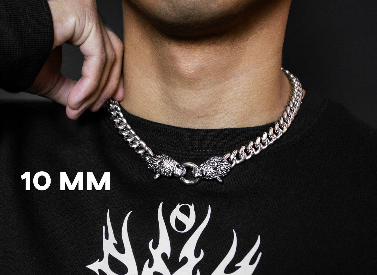 Wolf Head Miami Cuban Link Chain: Cerberus Necklace