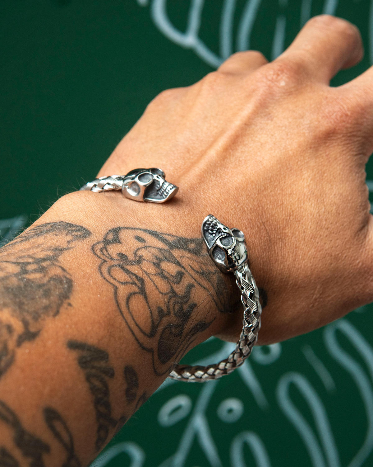 Skull Head Woven Bangle Bracelet