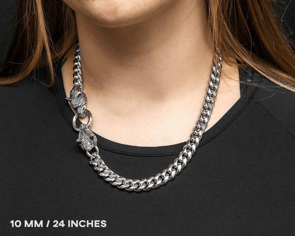 Wolf Head Miami Cuban Link Chain: Cerberus Necklace