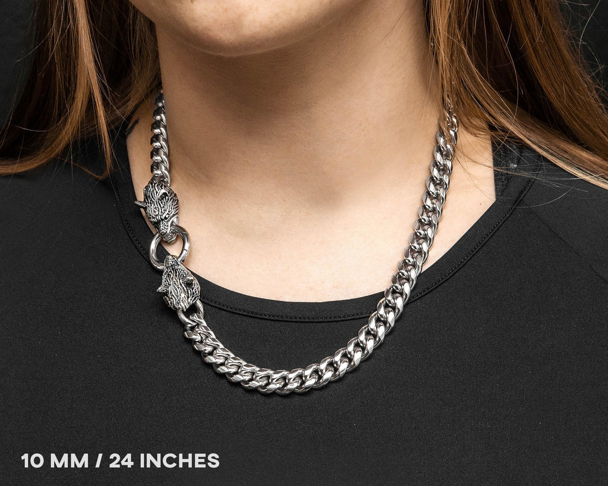 Wolf Head Miami Cuban Link Chain: Cerberus Necklace