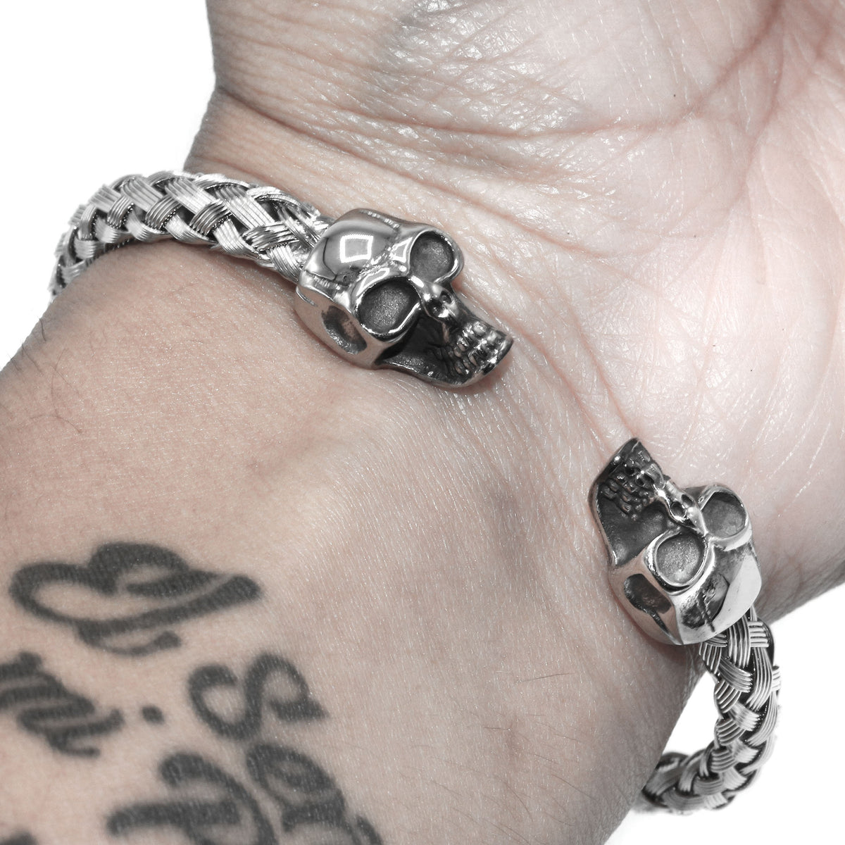 Skull Head Woven Bangle Bracelet