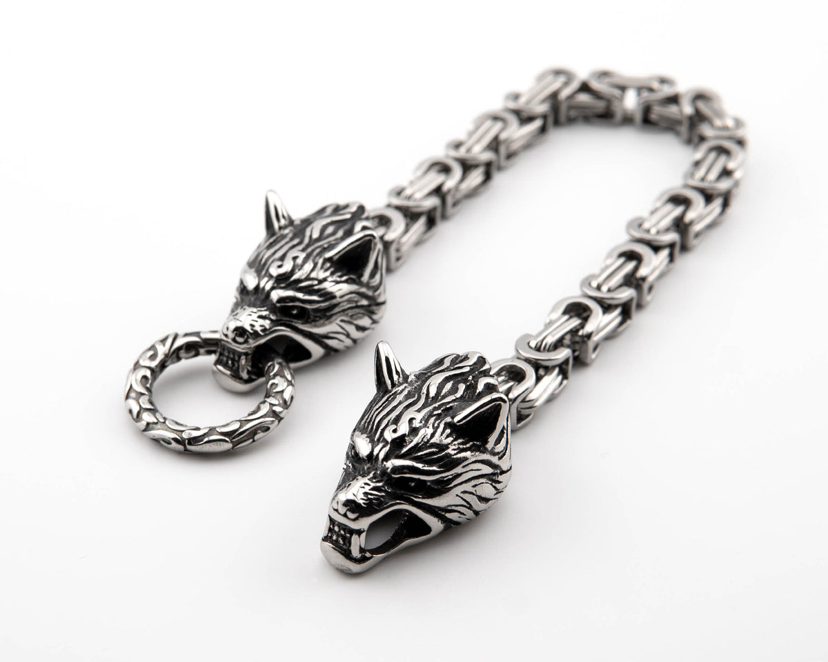 Wolf Head Byzantine Bracelet
