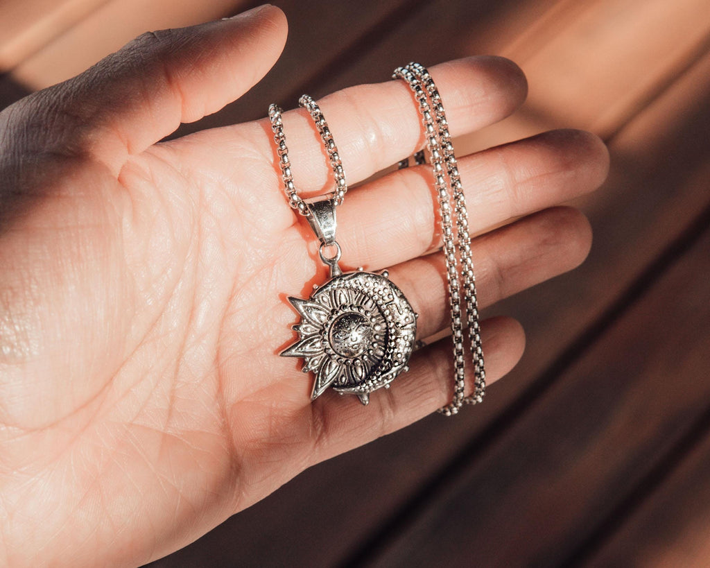 Celestial Sun Moon Pendant Necklace