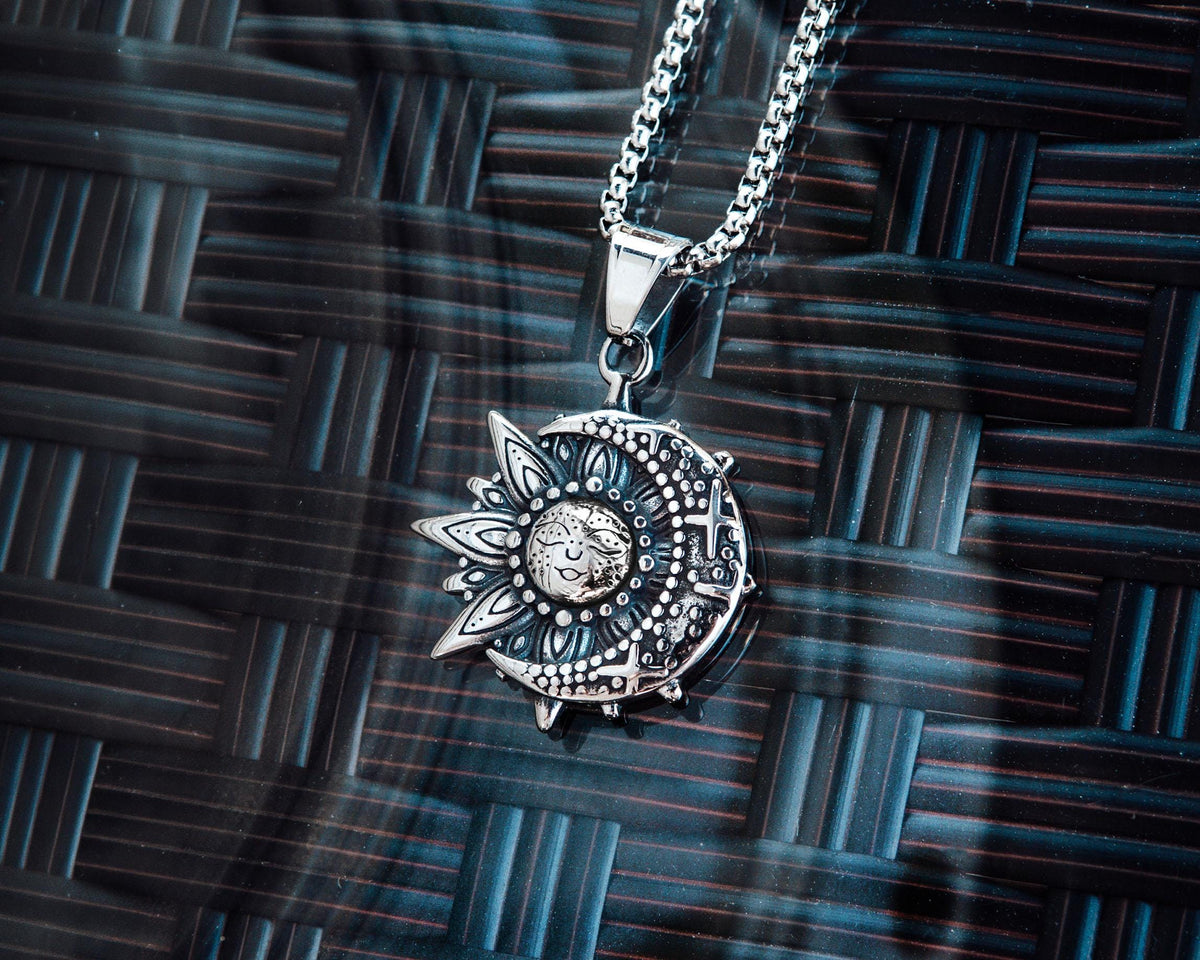Celestial Sun Moon Pendant Necklace
