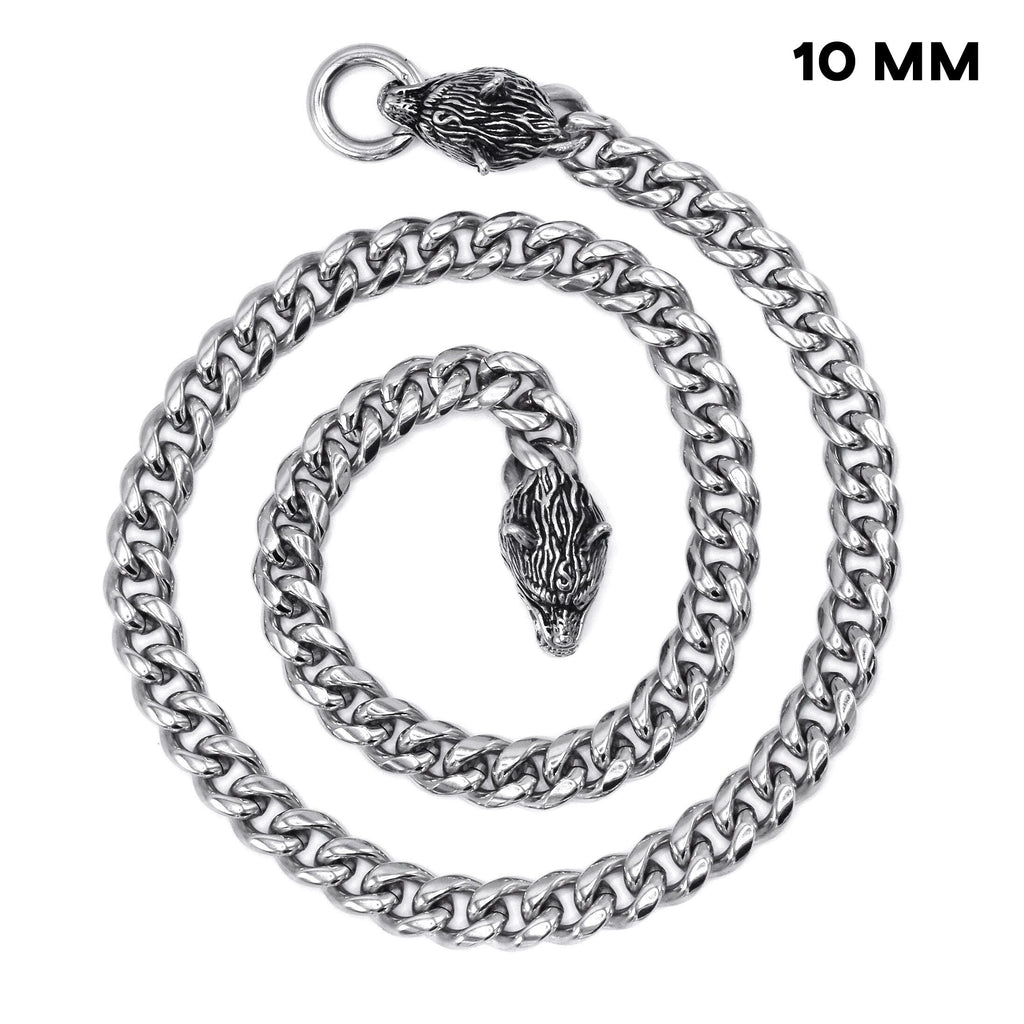 Wolf Head Miami Cuban Link Chain: Cerberus Necklace