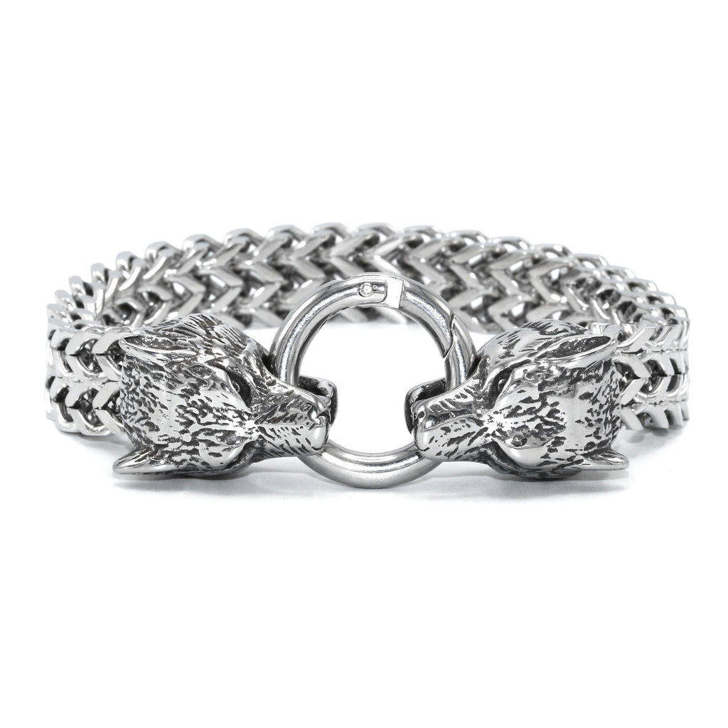 Wolf Head Double Row Franco Bracelet