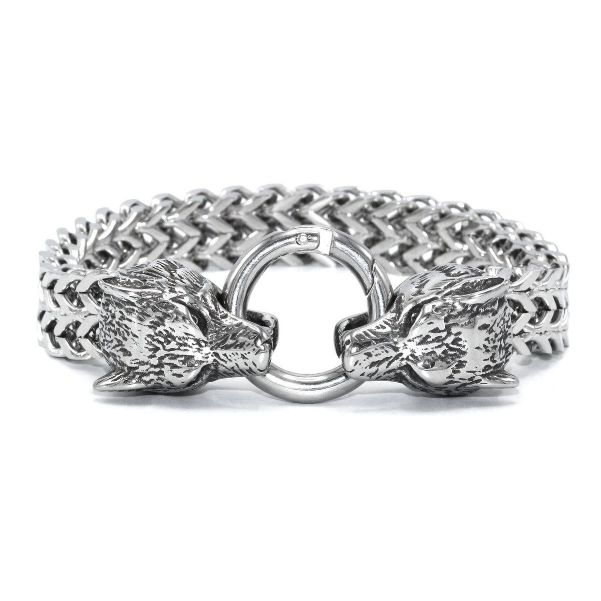 Wolf Head Double Row Franco Bracelet