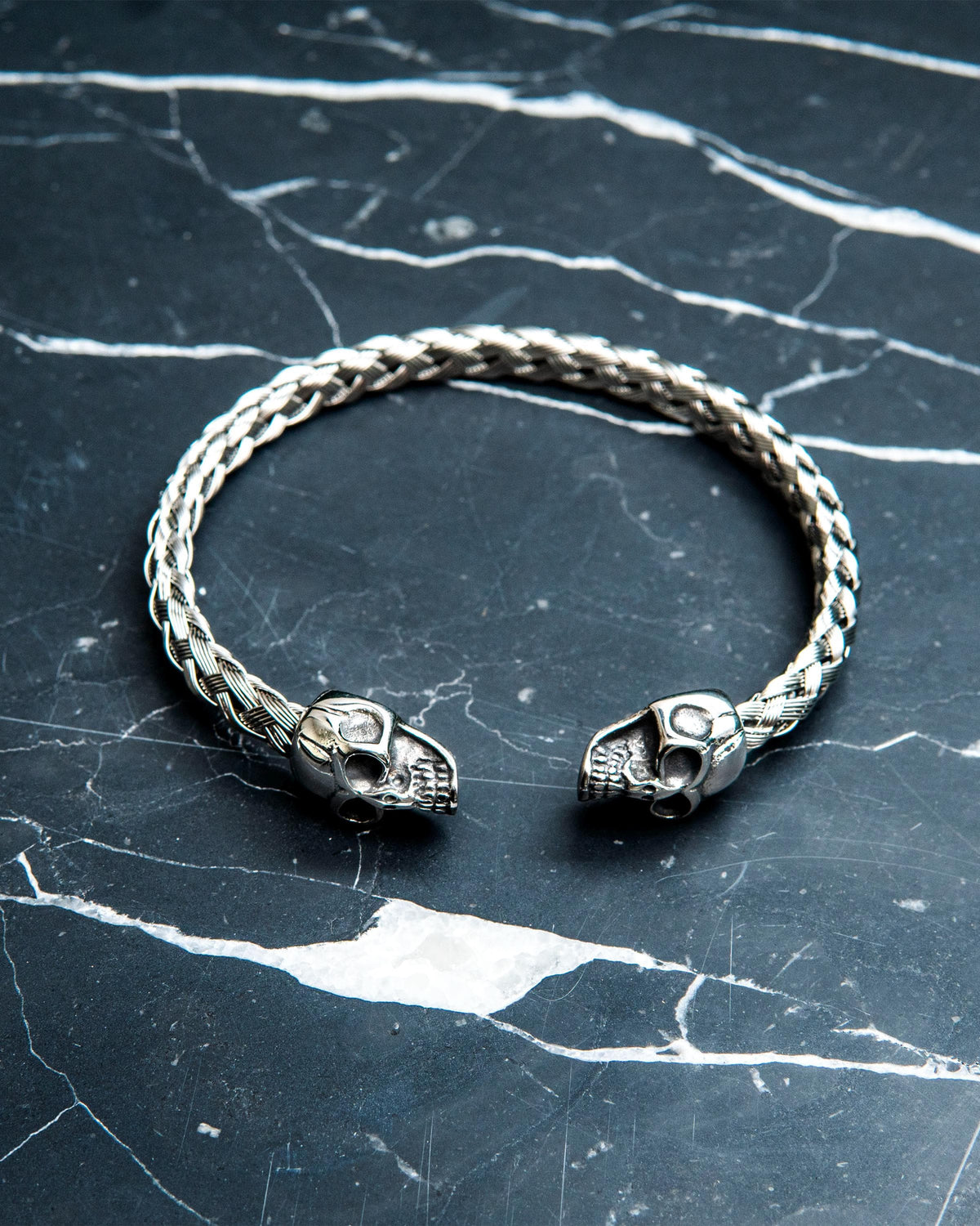 Skull Head Woven Bangle Bracelet