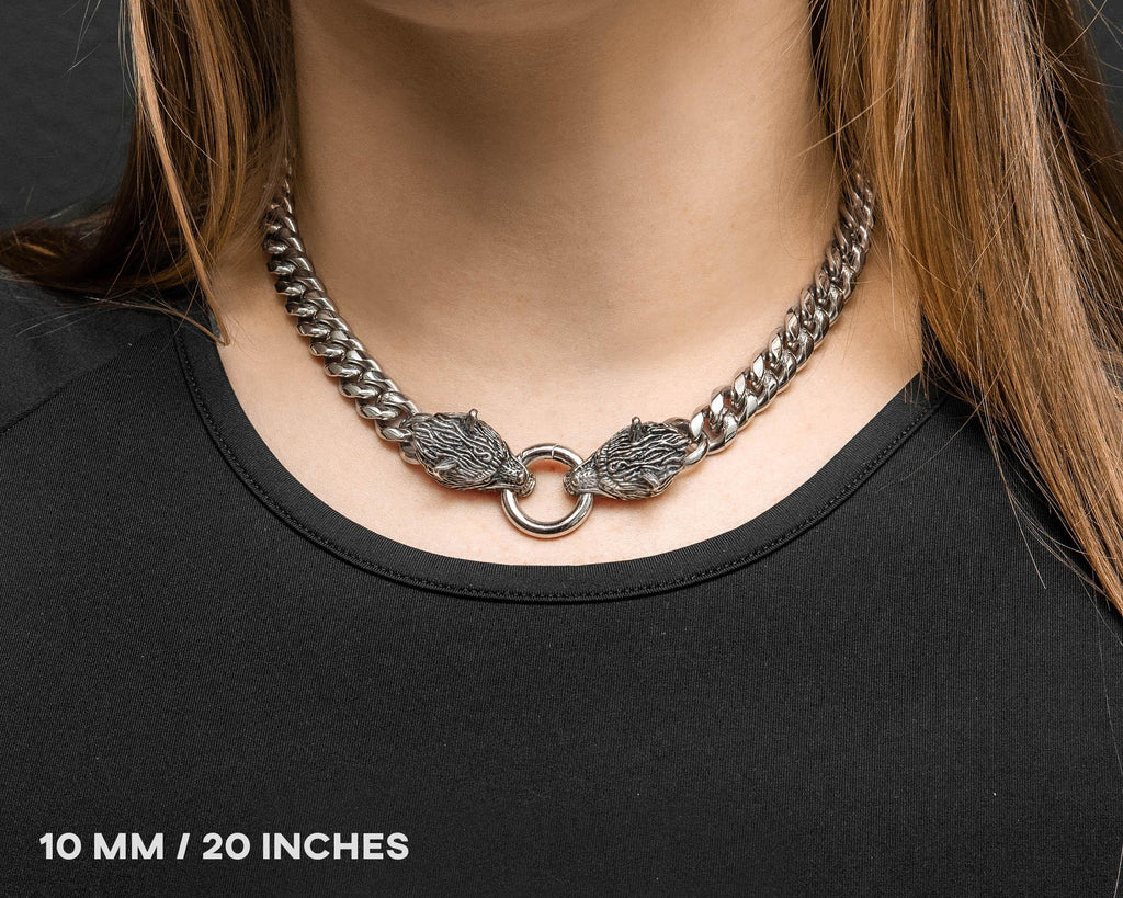 Wolf Head Miami Cuban Link Chain: Cerberus Necklace
