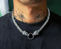 Byzantine Link Wolf Head Clasp Necklace