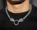 Viking Wolf Head Franco Link Necklace