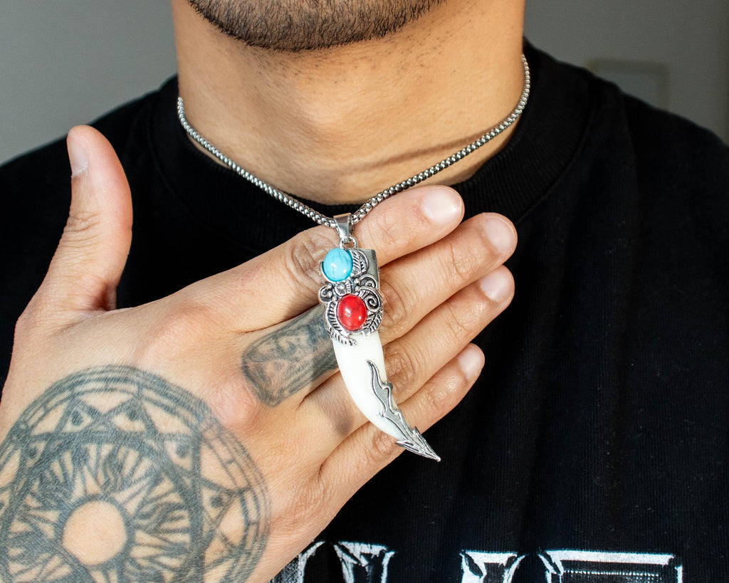 Tribal Wolf Fang Pendant Necklace