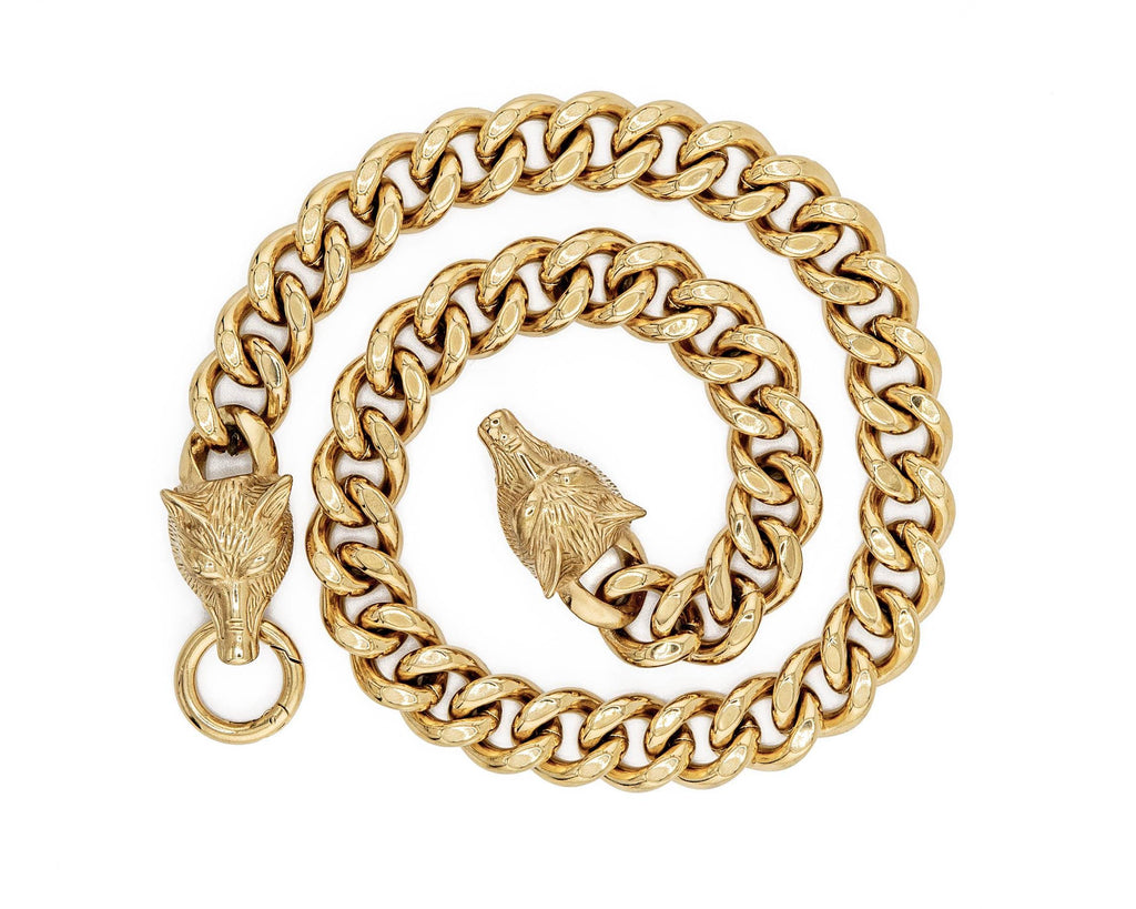 18K Gold Plated Miami Cuban Wolf Head Necklace 20 INCH | 15 MM
