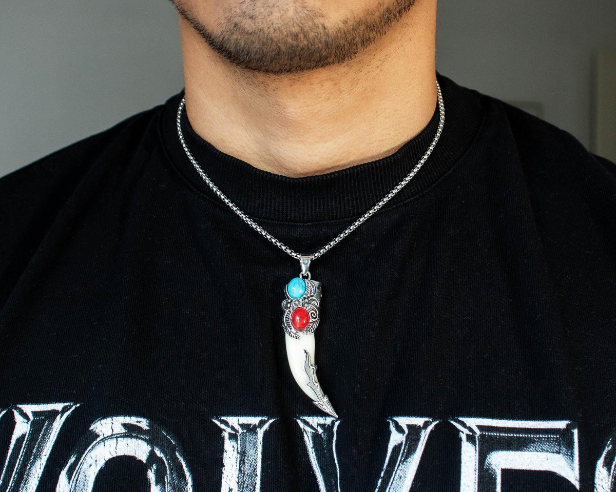 Tribal Wolf Fang Pendant Necklace