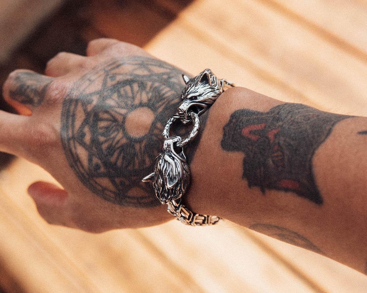 Wolf Head Byzantine Bracelet