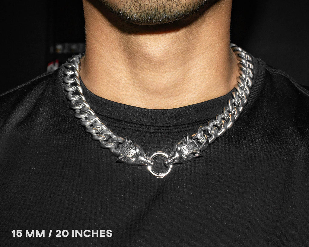 Wolf Head Miami Cuban Link Chain: Cerberus Necklace