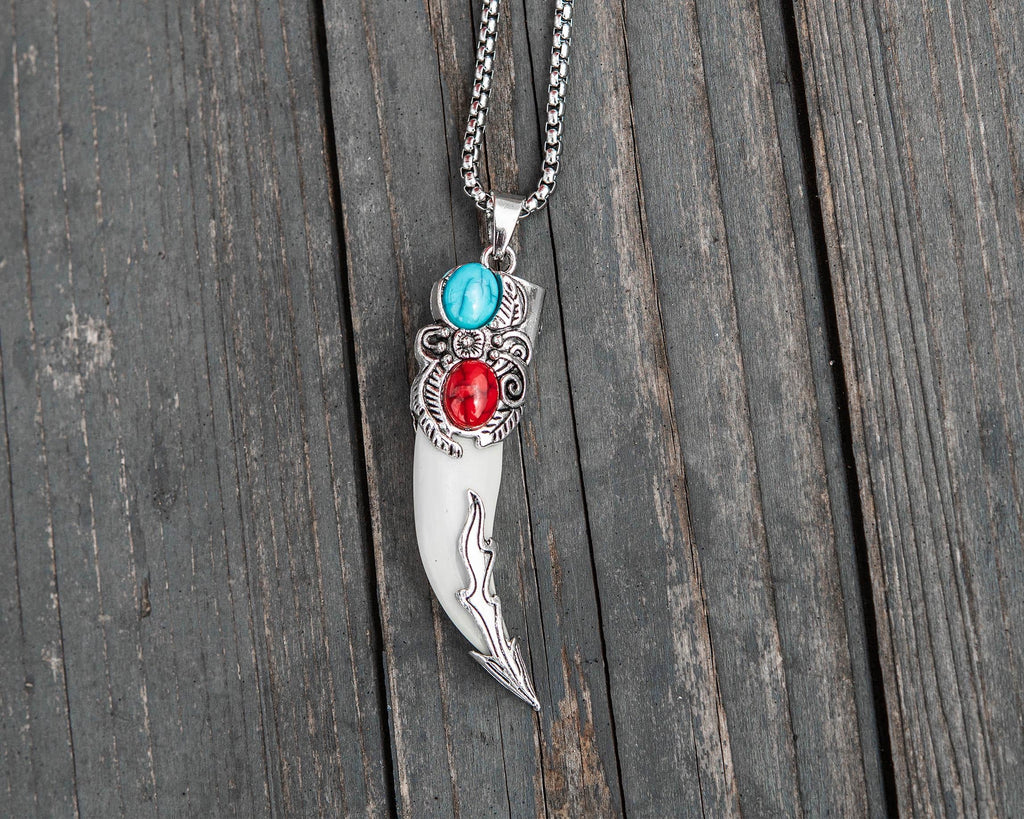 Tribal Wolf Fang Pendant Necklace