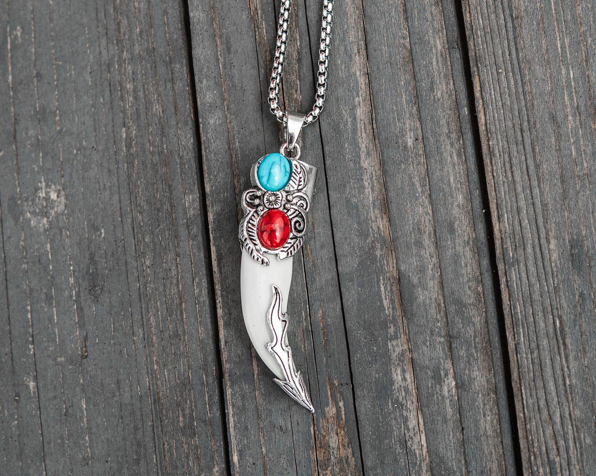 Tribal Wolf Fang Pendant Necklace