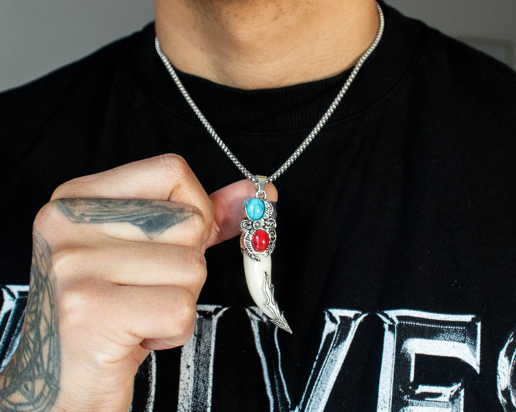 Tribal Wolf Fang Pendant Necklace
