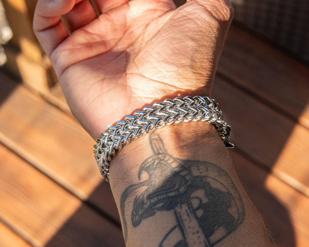 Wolf Head Bracelet – Double Row Franco Link