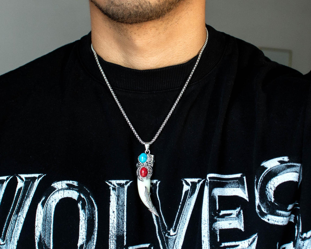 Tribal Wolf Fang Pendant Necklace