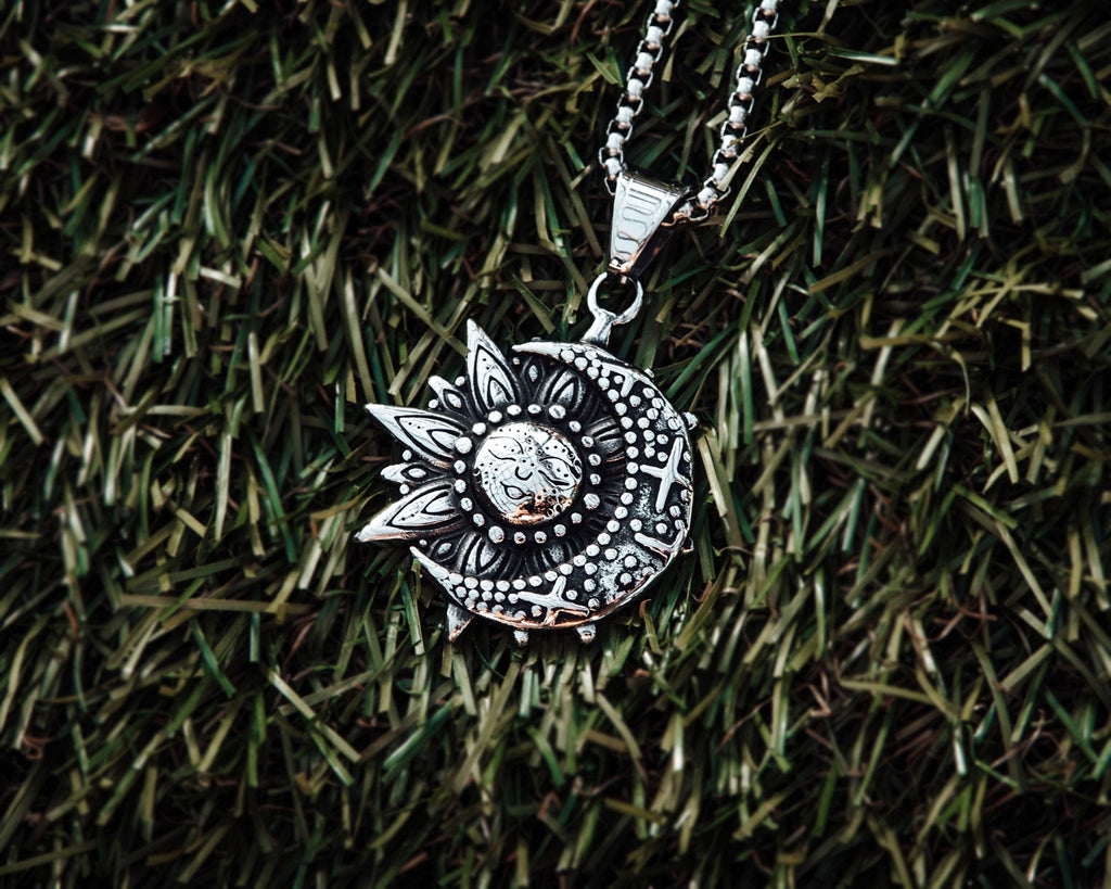 Celestial Sun Moon Pendant Necklace