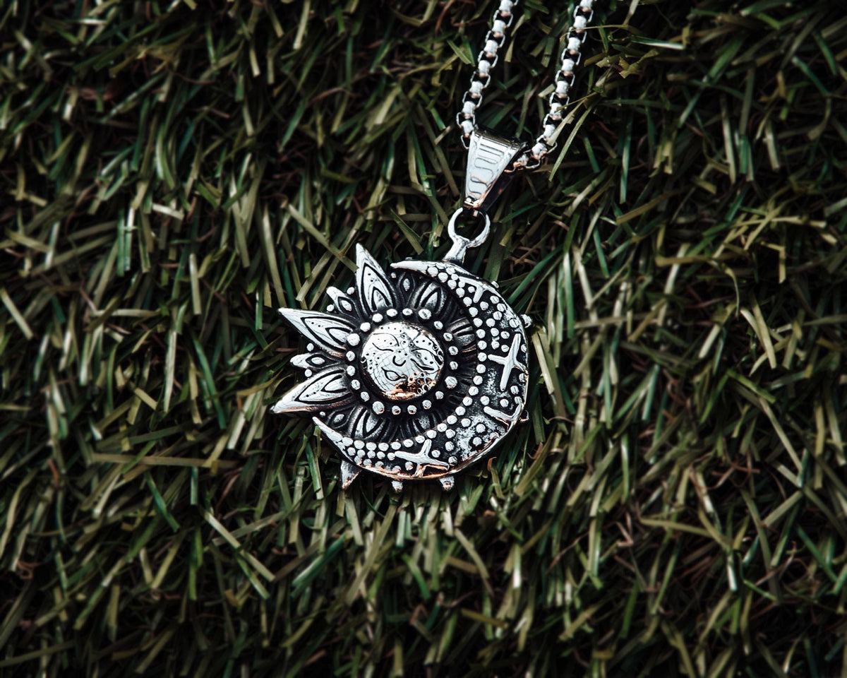 Celestial Sun Moon Pendant Necklace