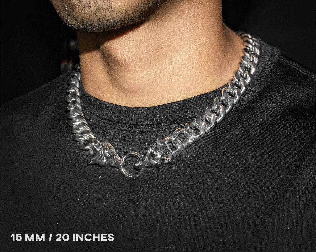 Wolf Head Miami Cuban Link Chain: Cerberus Necklace