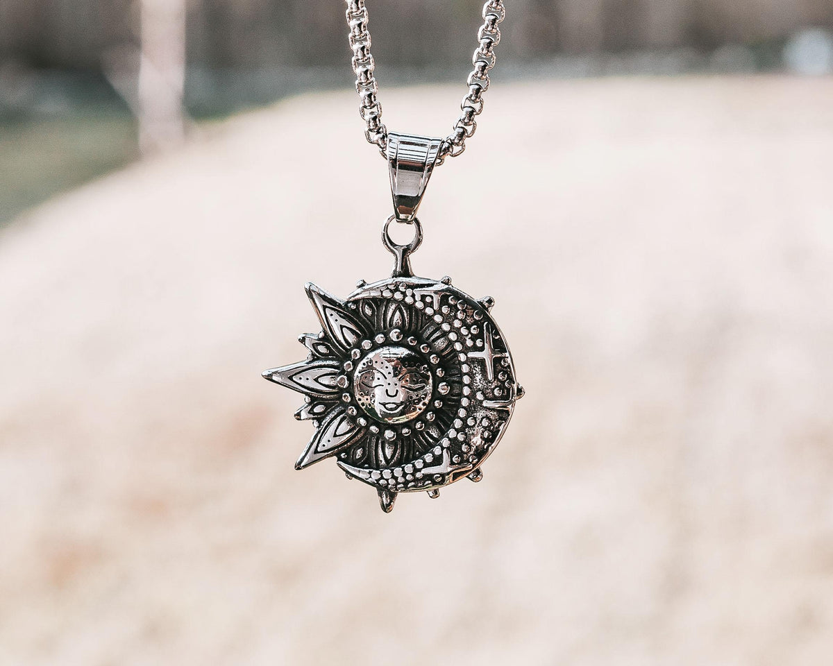 Celestial Sun Moon Pendant Necklace