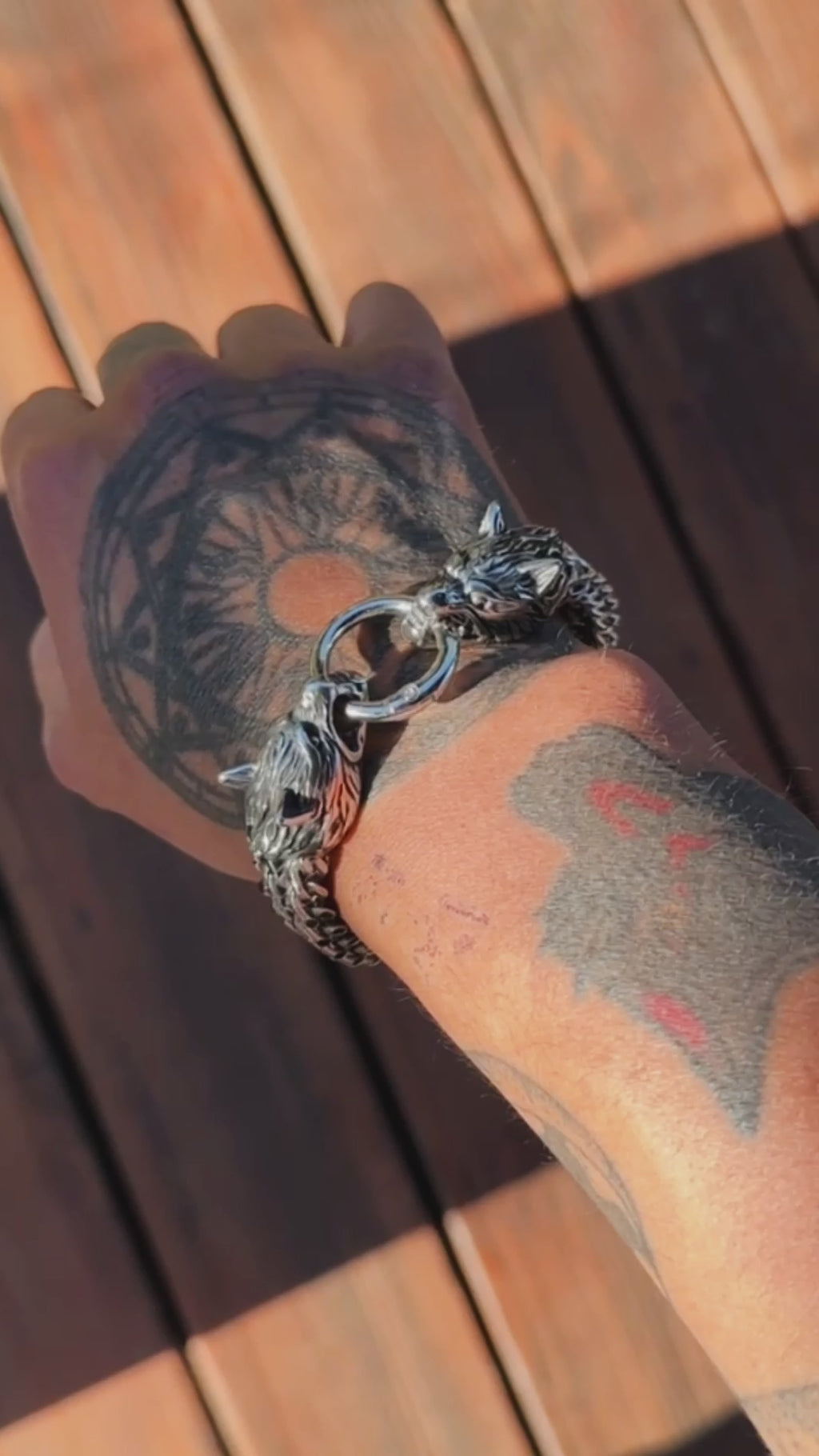 Wolf Head Bracelet – Double Row Franco Link