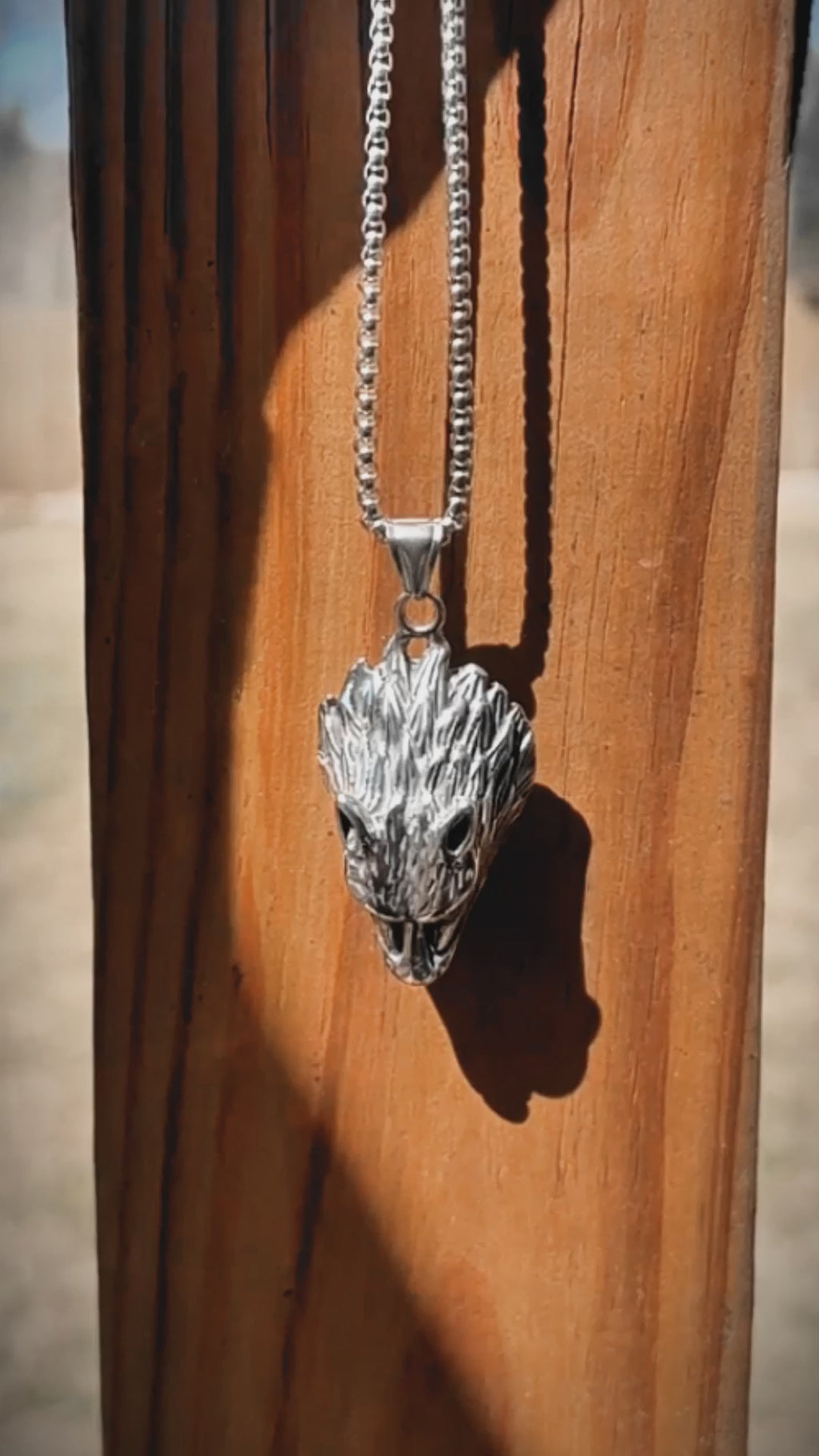 Viking Wolf Head Pendant Necklace